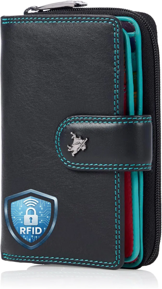 VISCONTI ® Portafoglio Donna Vera Pelle con protezione RFID Porta Carte di Credito con Portamonete Borsellino Portafogli Porta Banconote - COLORADO