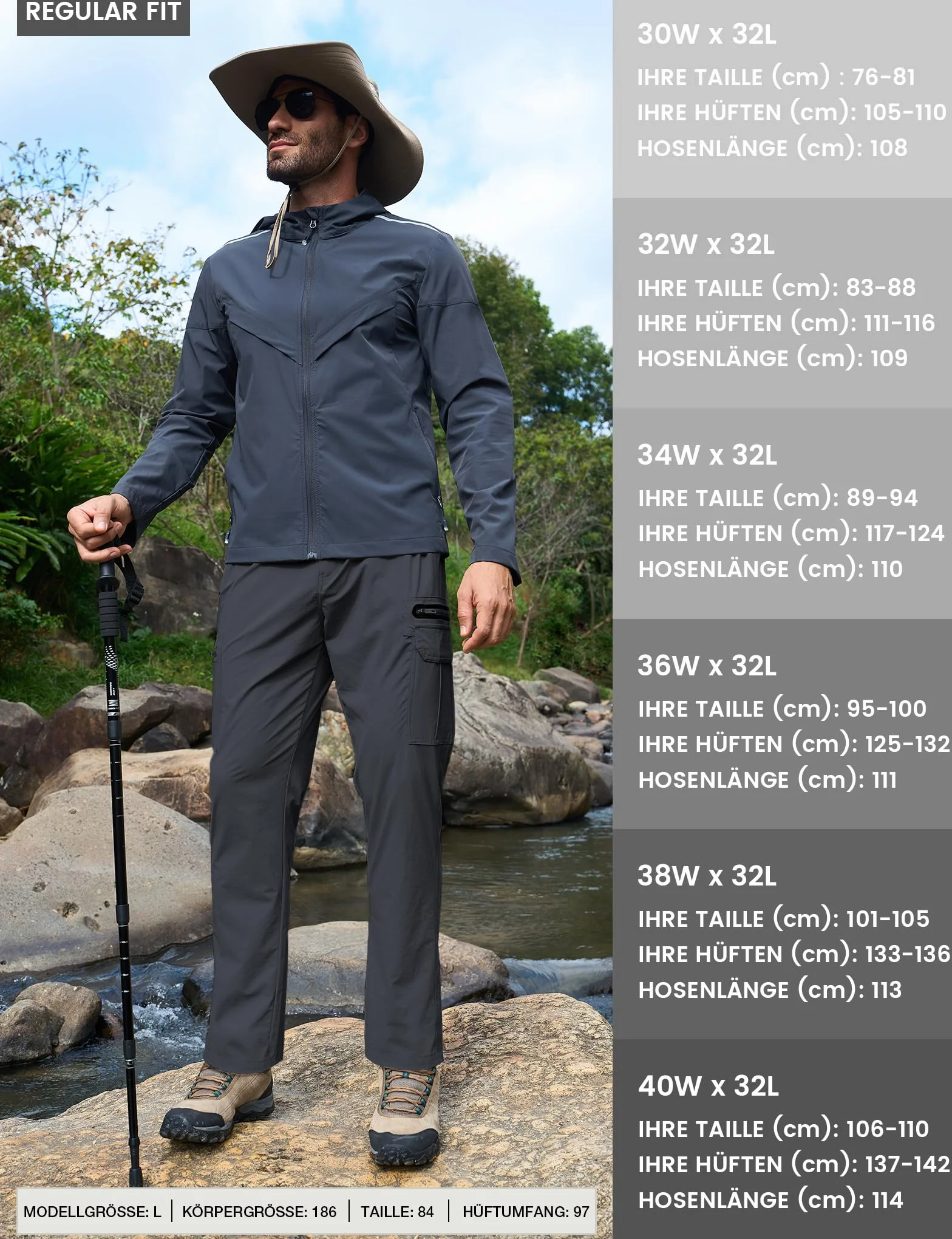 MOURCE Pantaloni da trekking da uomo, leggeri, ad asciugatura rapida, impermeabili, con 7 tasche, per campeggio, pesca, attività all'aperto