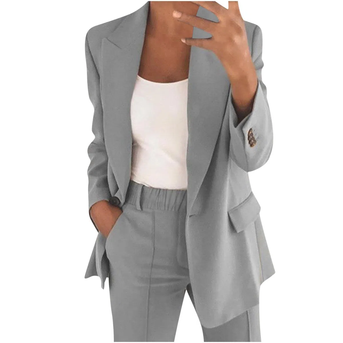 Generisch tailleur pantaloni donna elegante estate con blazer e pantaloni 2 pezzi manica lunga pantaloni business pantaloni grandi dimensioni semplice slim fit sportivo abbigliamento ufficio giacca