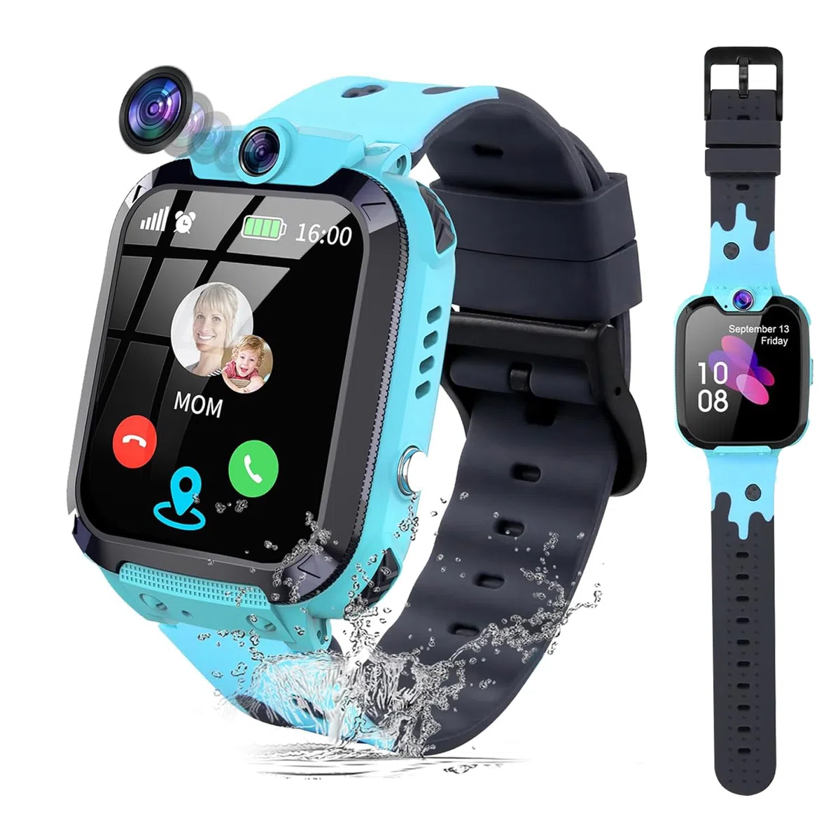 Smartwatch per Bambini con Chiamata, SOS, Calcolatrice, Giochi, Sveglia, Fotocamera, IP67 impermeabile, Modalità Silenziosa Regalo Adatto per Ragazze e Ragazzi Blu