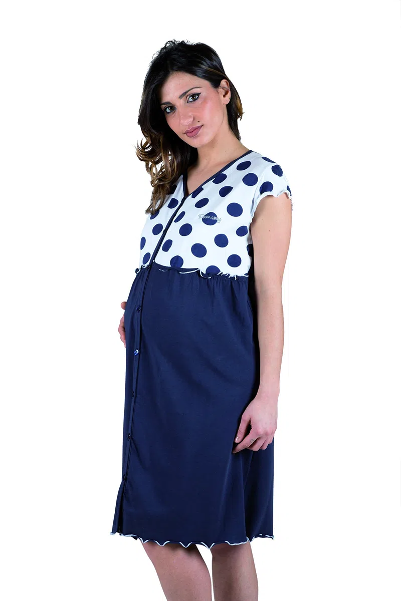 Premamy - Camicia Clinica per Premaman, Modello Aperto Davanti, Cotone Jersey, Pre-Post Parto