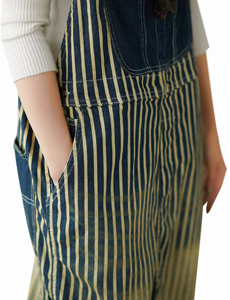 Youlee Donna Gamba larga Tute di jeans Salopette casual retrò