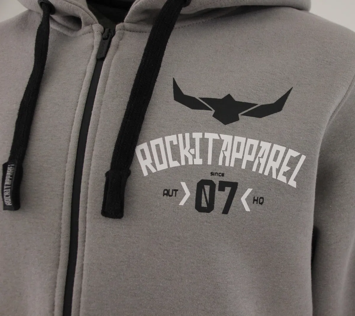 ROCK-IT Apparel® Giacca con Cappuccio da Uomo Hoodie Racer 07" Giacca di Felpa Felpa con Cappuccio Pesante Hoody Pullover S-5XL Ziphood con Zip con Cappuccio e Interno in Pile Grigio e Blu Navy