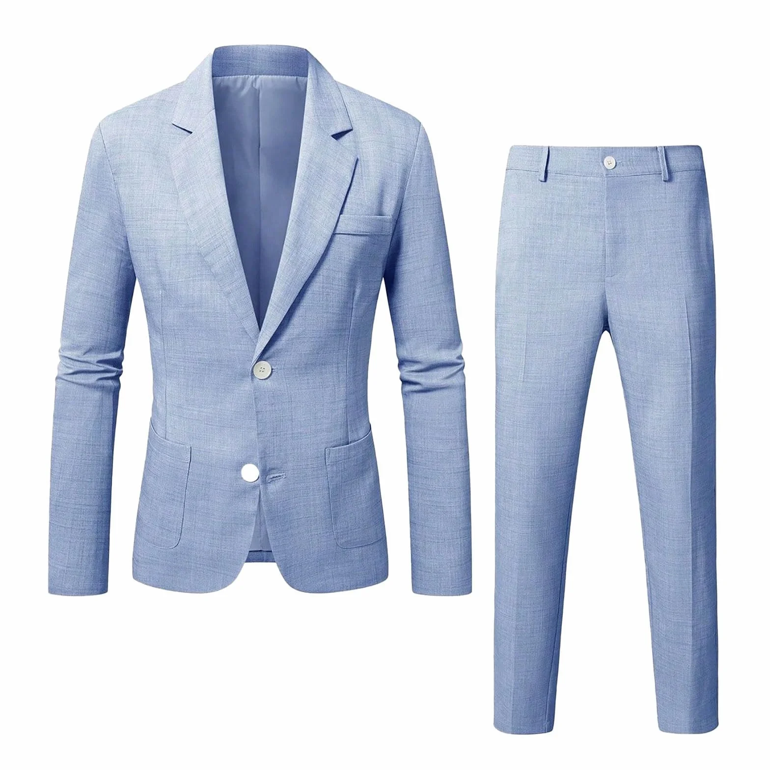 Abito da Uomo 2026 2 Pezzi Abito da Lavoro Monopetto e Pantaloni a Maniche Lunghe in Tinta Unita Business Completo alla Moda Smoking Giacche con Un Bottone per Lo Sposo Cerimonia Matrimoni
