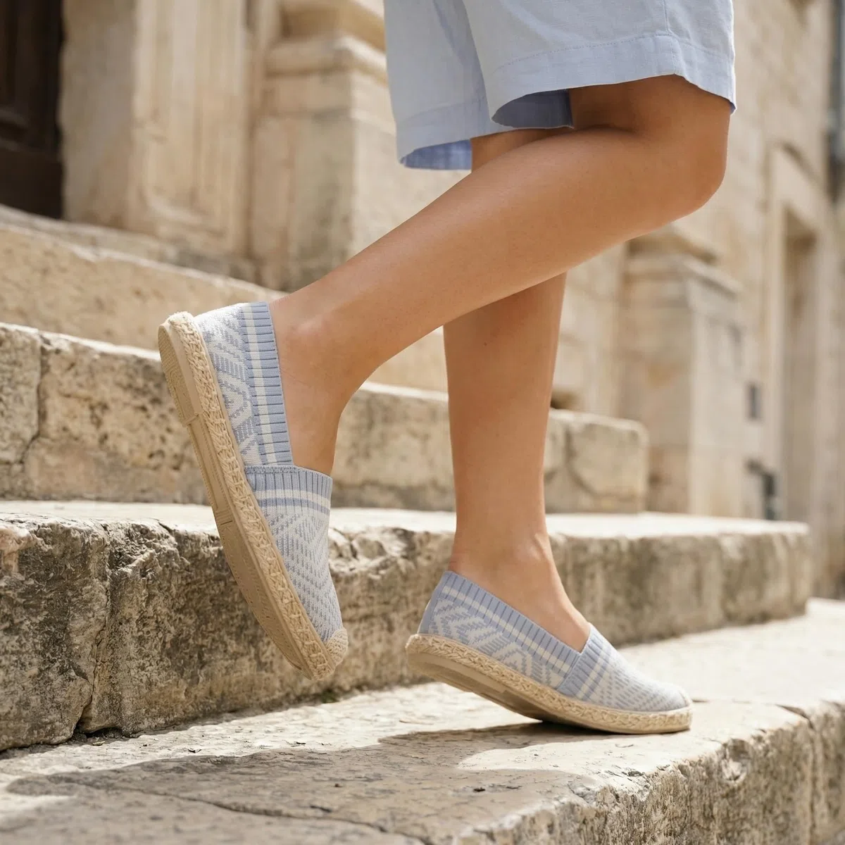 GLAMORA Espadrillas Donna Estate Sparto Piatte, Tela Traspirante Elasticizzata, Suola Intrecciata Antiscivolo, Calzature Confortevoli Leggere, Casual, Scarpa Tessuto Flessibile
