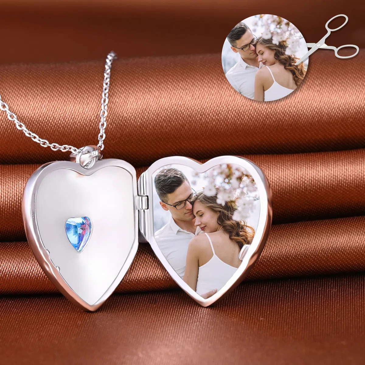 MicLee Collana Ciondoli Cuore di Foto da Donna in Argento 925 Pendenti Medaglioni con Foto Creativo Collane con Zircone Cuore Ciondolo Apribile