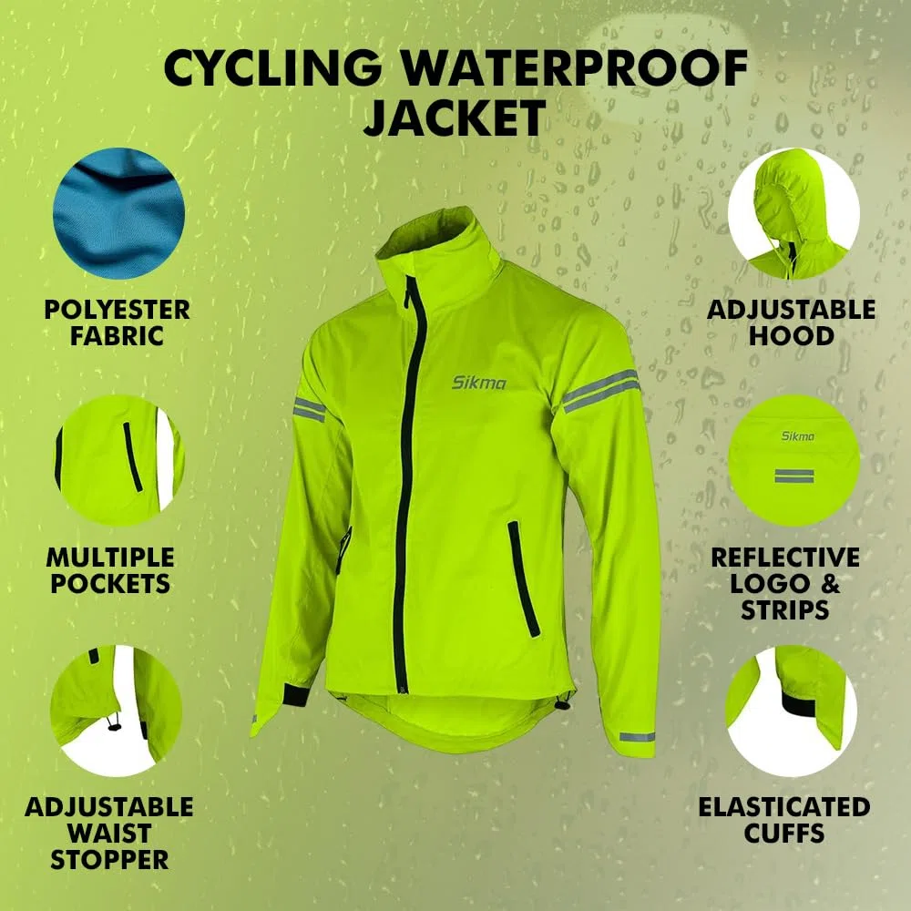 Giacca impermeabile da ciclismo, da uomo, con cappuccio, antivento, impermeabile, stile casual