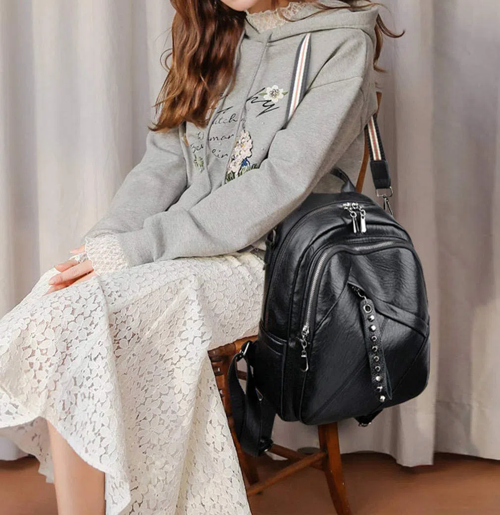BUKESIYI Donna Borsa Zaino Elegante Zainetto Borse a Tracolla Zaini Antifurto Zainetti 2025 PU Pelle IT78196 Nero