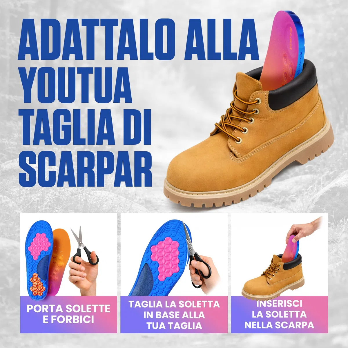 Akusoli Solette Uomo & Donna – Solette Gel per Scarpe con Digitopressione e Supporto Tallone U, Ideali per Scarpe da Lavoro e Lunghe Ore in Piedi EU42-47