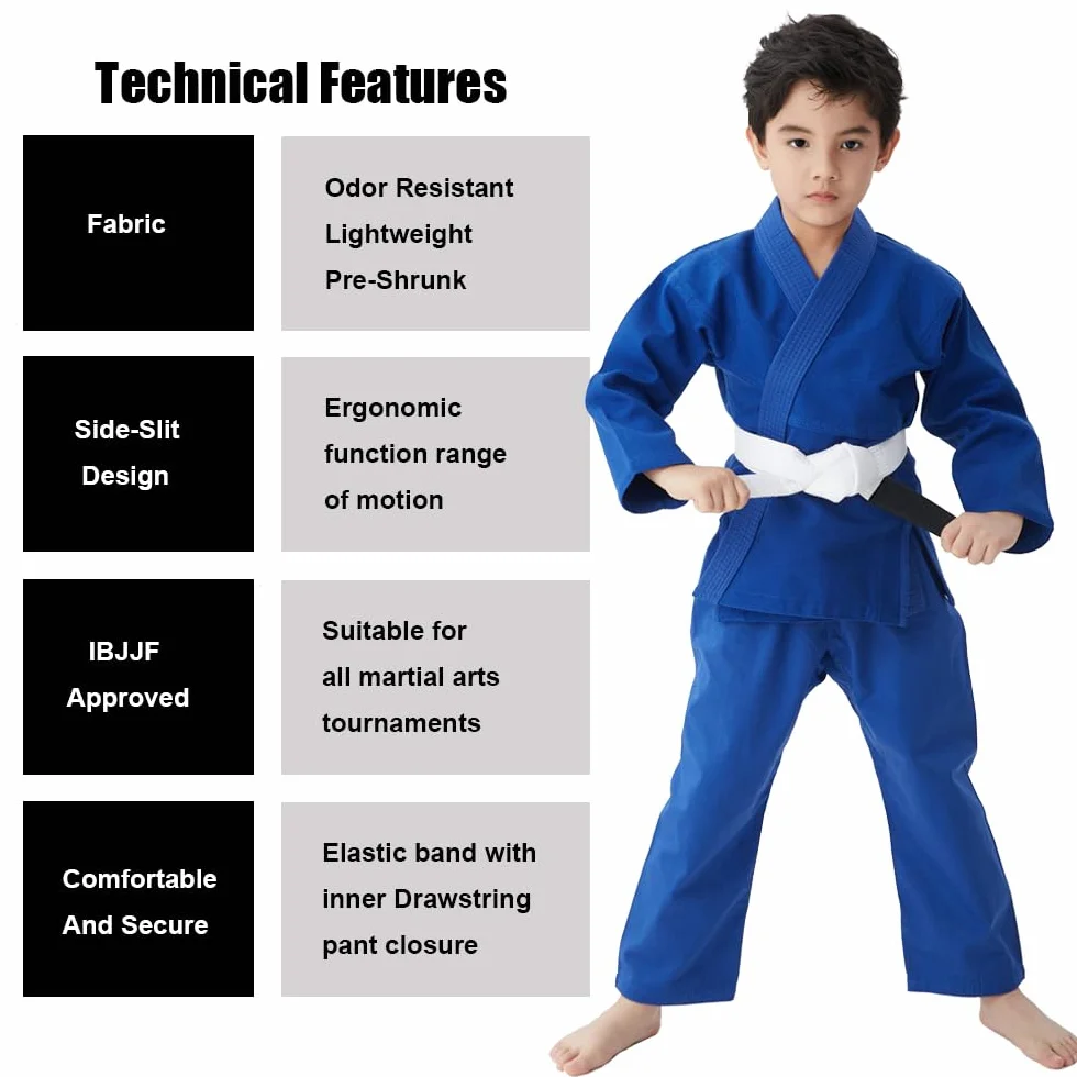 Jiu Jitsu Gi - Uniforme brasiliana per bambini IBJJF, pantaloni resistenti e cintura per giacca non inclusi
