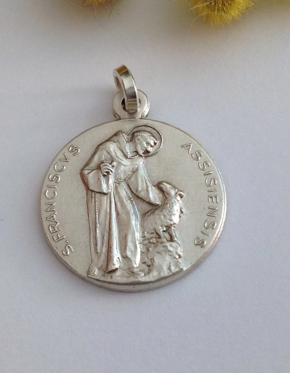 I G J Medaglia di San Francesco D'Assisi Massiccio 925 millesimi - Patrono d'Italia e D'Europa