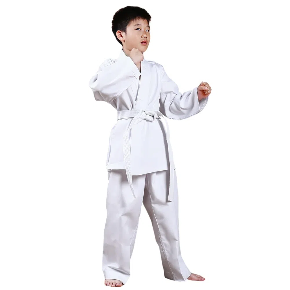 Tuta Taekwondo Bambini Unisex a Manica Lunga Uniforme Professionale per Taekwondo Arti Marziali Karate Judo