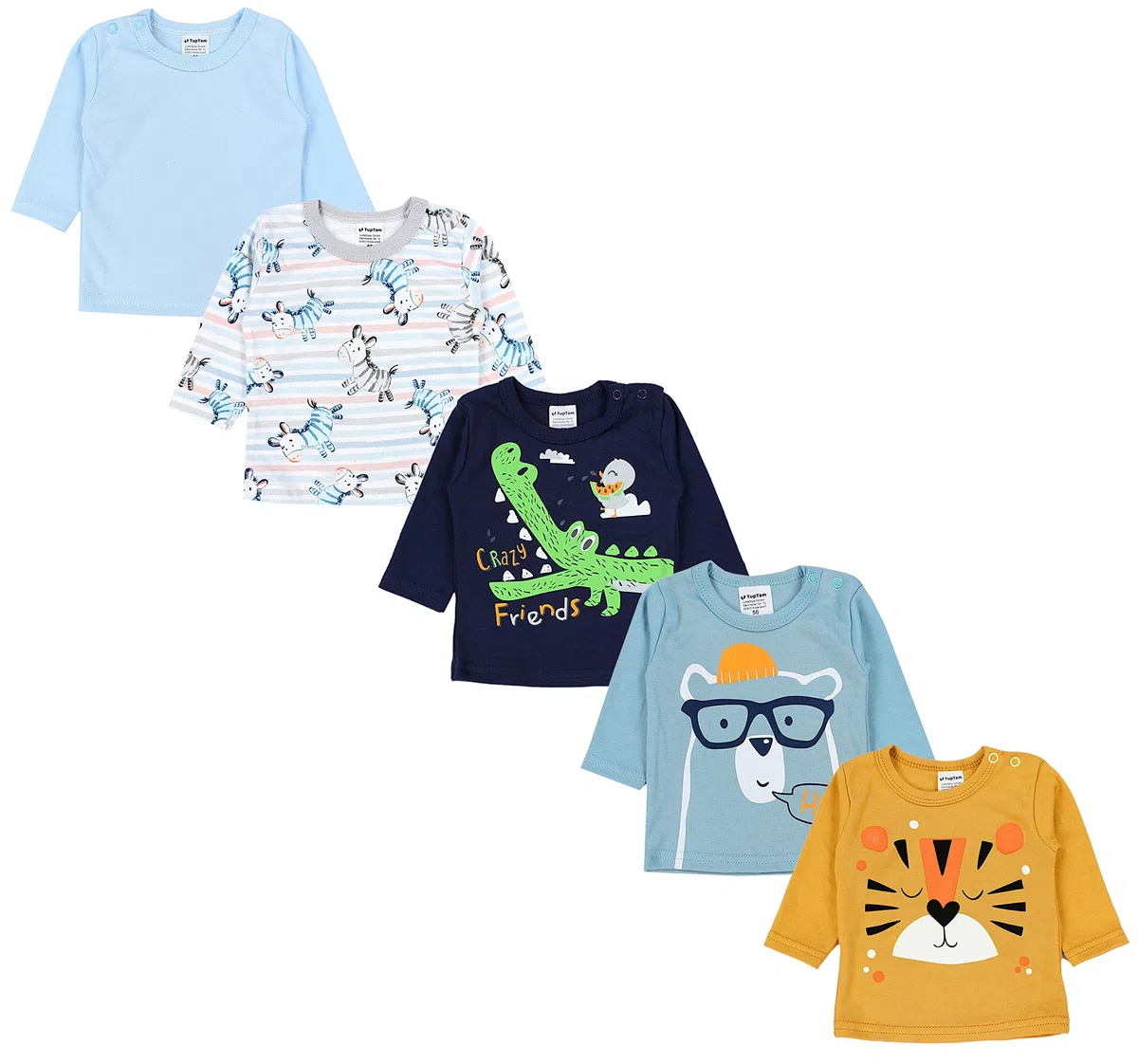 TupTam Camicia per Bambino a Maniche Lunghe Pacco da 5