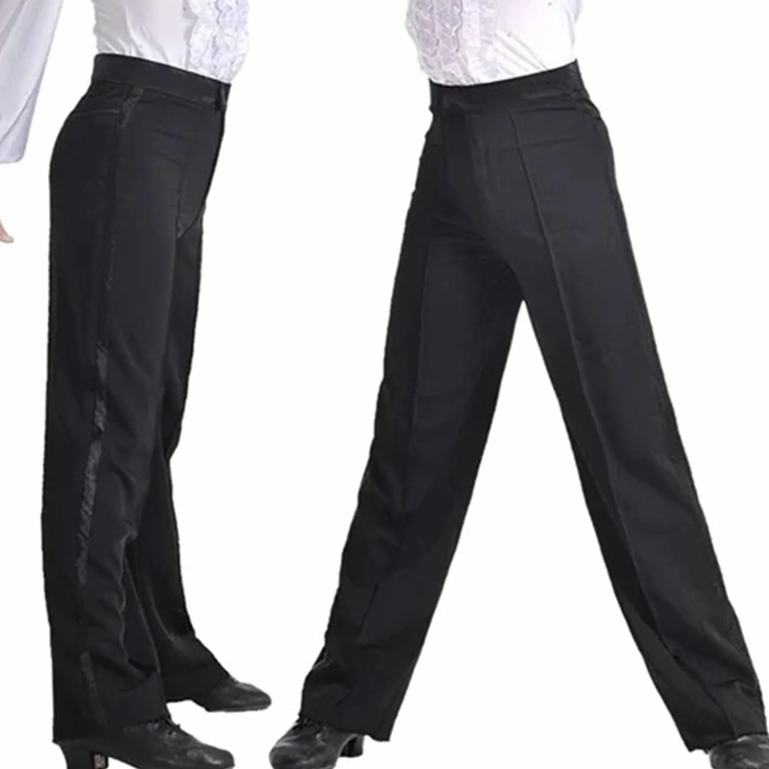 Pantalone Uomo Per Danza Latino Pantaloni da ballo latino da uomo, pantaloni da ballo latino moderni da sala, pantaloni da ballo for ragazzi, pantaloni da ballerino neri in raso(Size 2.2 Waist 76)
