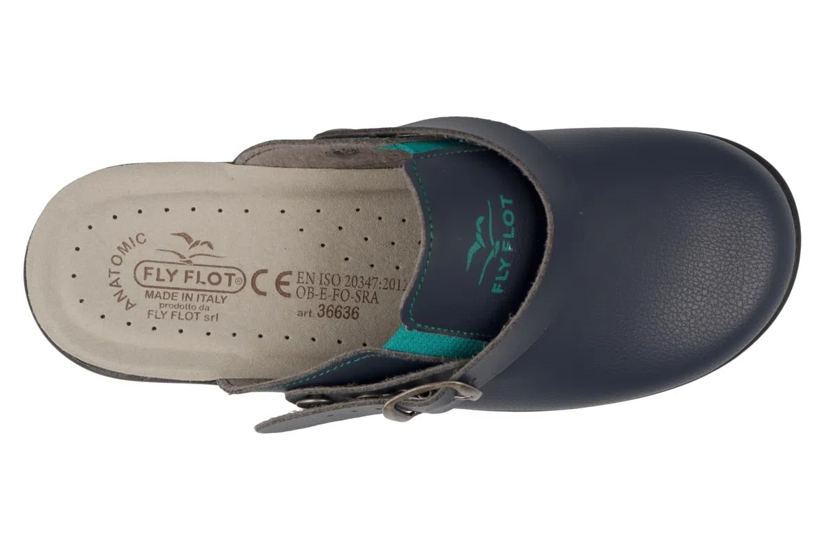 Fly Flot | Professional Certified, Zoccoli Sanitari Donna con Cinturino e Elastico Regolabile, Ciabatte con Tomaia e Sottopiede in Evopell