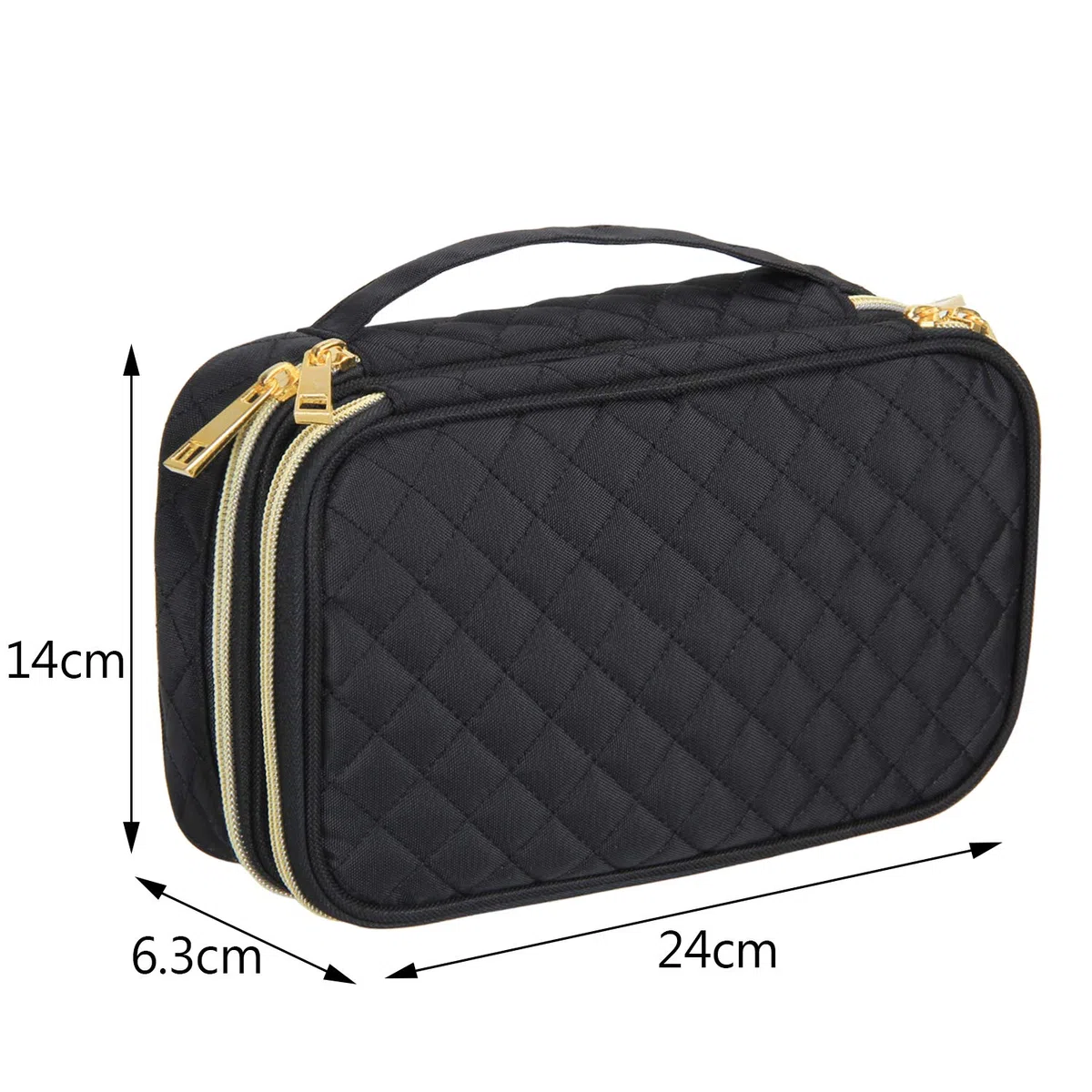 Teamoy Custodia per Gioielli da Viaggio, Borsa Organizer Trapuntata per Gioielli con Scomparti, Supporto per Collana, Nero