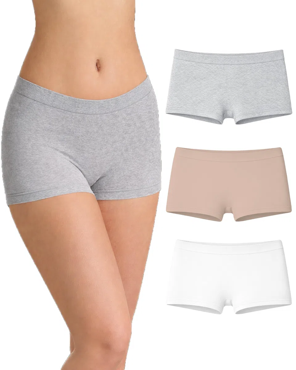 Risalti Culotte Donna Vita Alta Viscosa di Bamboo 3 pz - Mutande Boxer Donna Elasticizzate, Intimo Traspirante Senza Cuciture ed Etichette, più Morbide del Cotone – Made in Italy