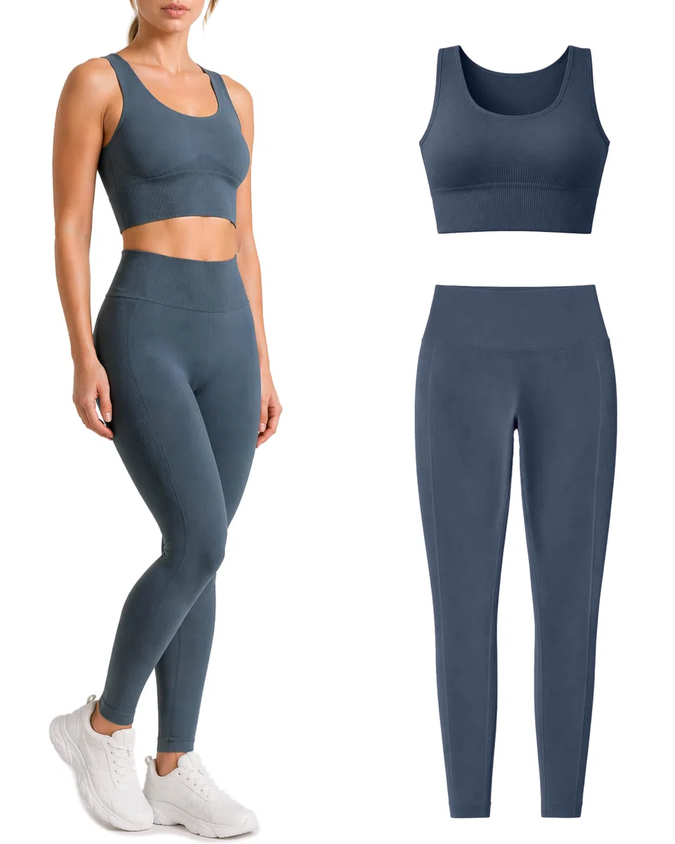 Risalti Leggins Donna Vita Alta Costina Seamless in Microfibra Ilena - Pantaloni Sportivi Elasticizzati Senza Cuciture, Leggings Palestra Yoga Pilates, Abbigliamento Fitness Elegante - Made in Italy