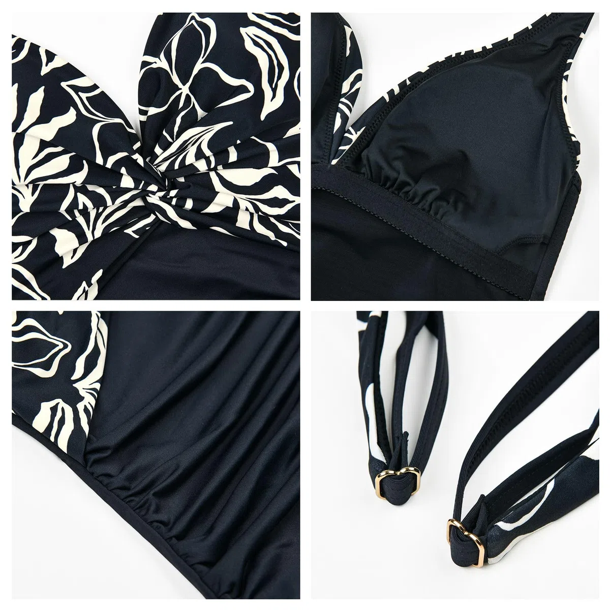 WIN.MAX Costumi da Bagno Interi per Donna Scollo a V Costume Intero Donna con Controllo della Pancia Monokini con arricciature, per Coppe da D a G