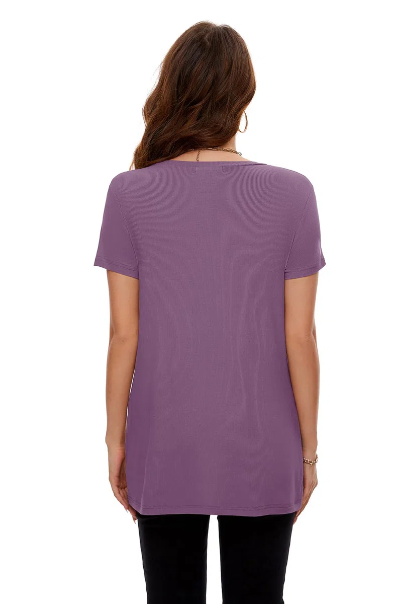 Smallshow Abbigliamento Premaman Donna Side Split Magliette e Top maternità,Misty Lilac,XL