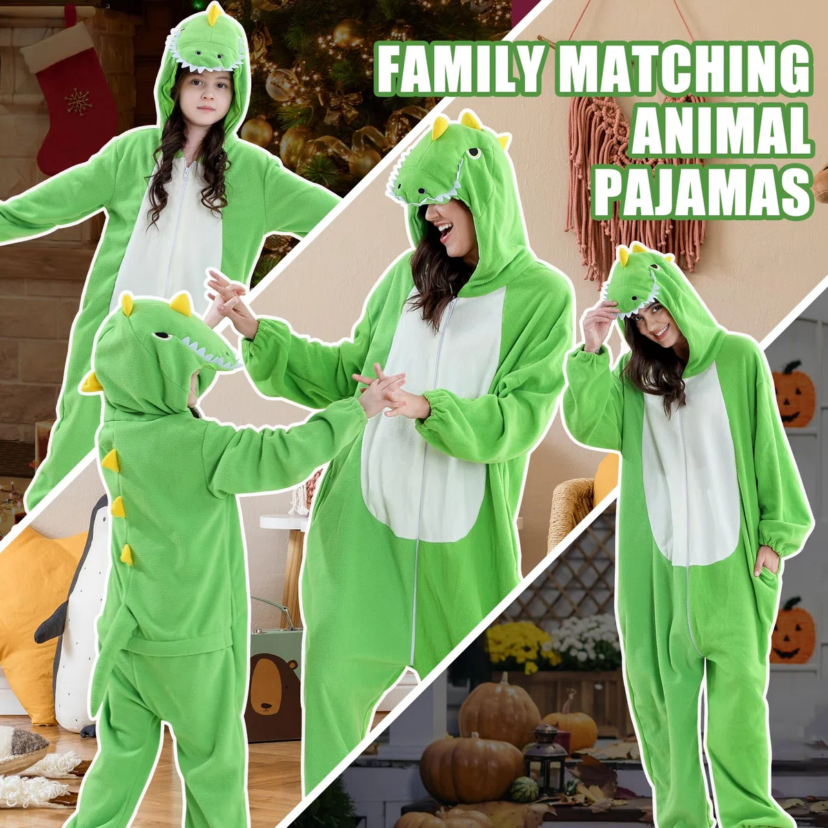 Pigiama Intero Unisex con Cappuccio a Tema Animale per Genitori e Bambini Costume per Halloween Gaming Pigiama Familiare per Ragazze e Ragazzi Completo per Feste