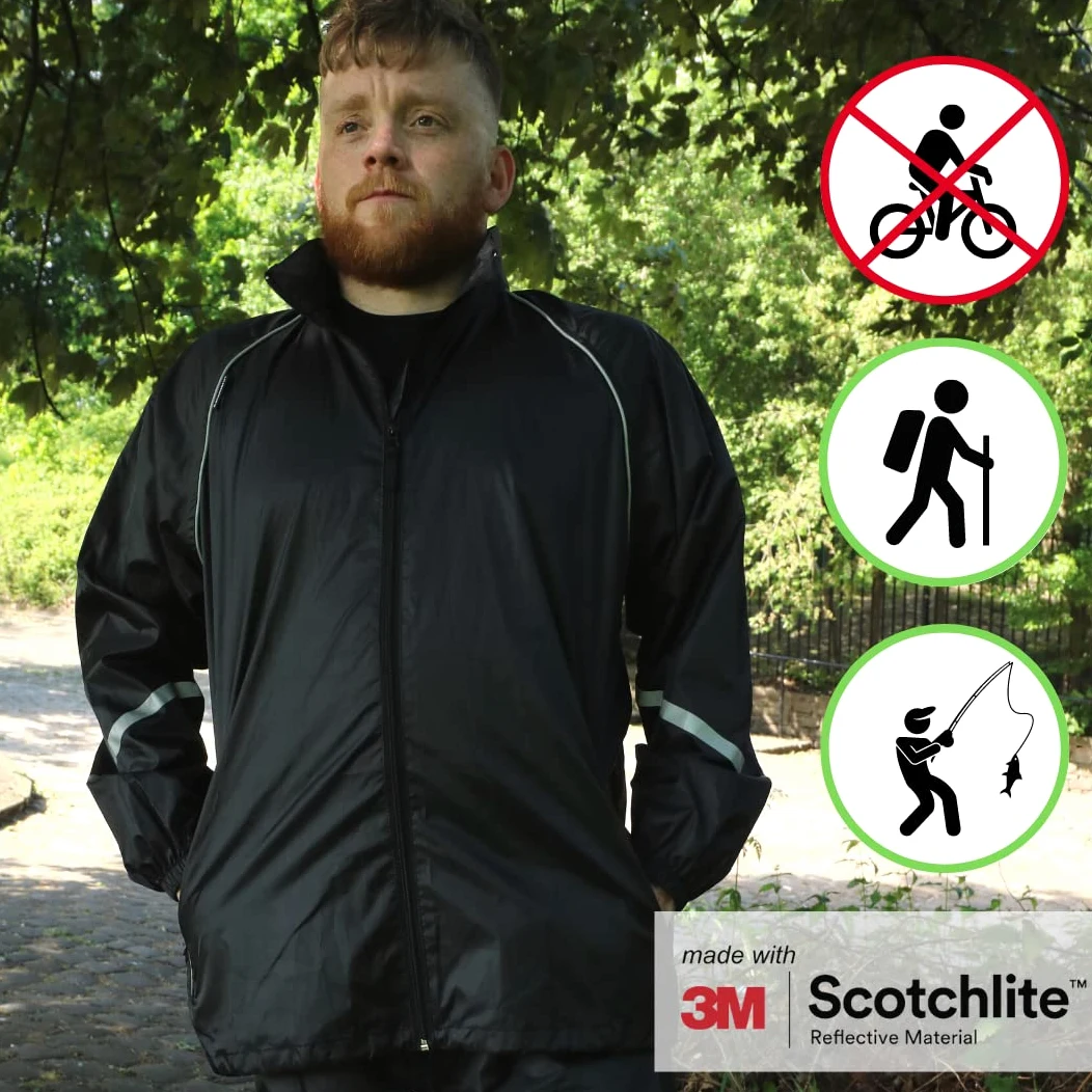 Salzmann Tuta Antipioggia Riflettente - Idrorepellente e Antivento - Set di Giacca e Pantaloni da Pioggia - Realizzato con 3M Scotchlite