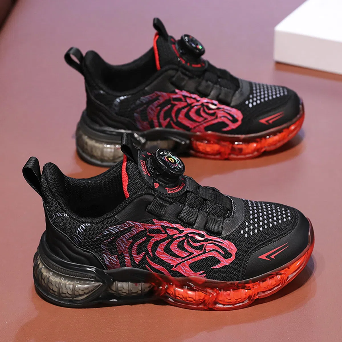 Scarpe da Ginnastica per Bambini, Scarpe da Corsa alla Moda per Ragazzi, Scarpe Sportive con Motivo Drago Tigre, Comode Scarpe da Jogging Traspiranti Leggere EU28-39