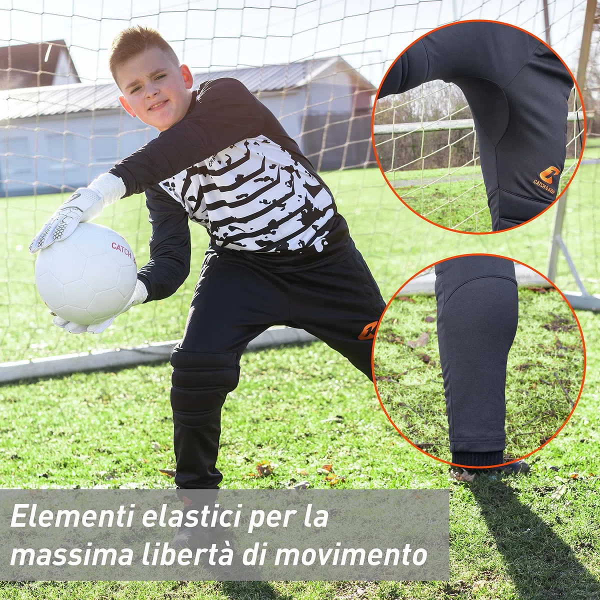 CATCH & KEEP Pantaloni Portiere Lunghi con Protezione - Pantaloni Portiere Imbottiti Premium - Abbigliamento portieri per Uomini, Donne e Bambini - Comodi e Imbottitura Protettiva