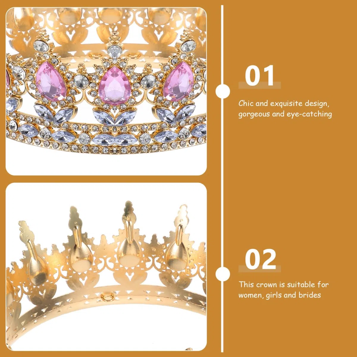 Healvian da donna con strass scintillanti, da principessa per torte, corone, ragazza, tiara, sposa, matrimonio, matrimonio, carnevale, Halloween, balli, compleanni, feste