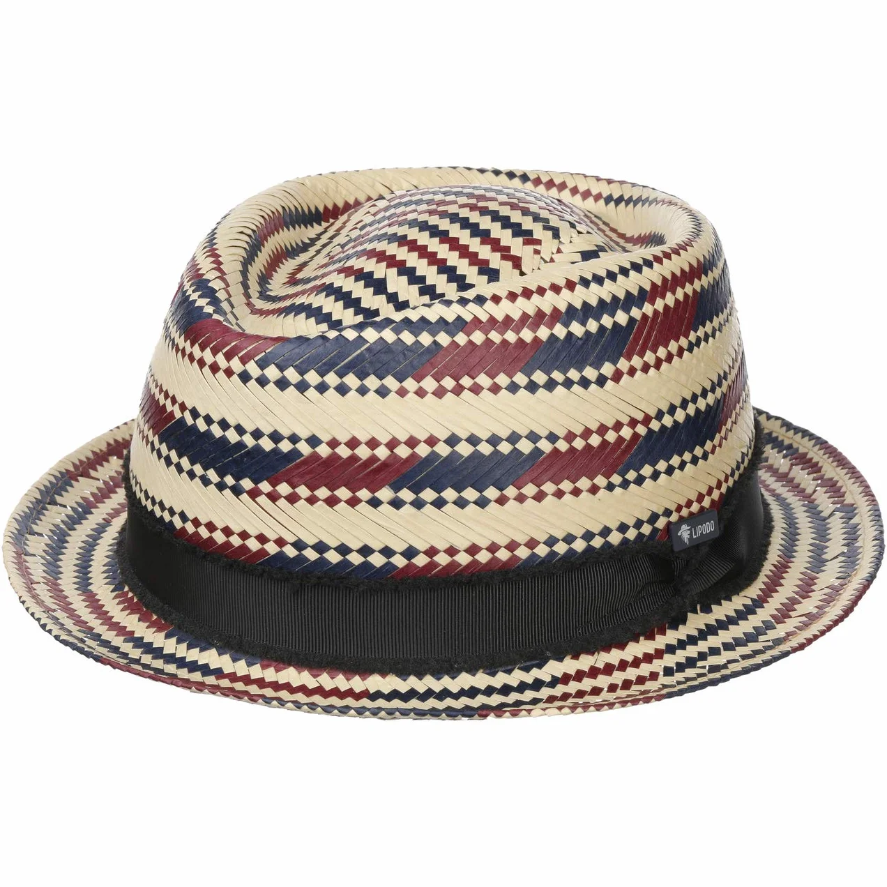 LIPODO Berdasco Cappello Pork Pie a Righe in Carta Paglia Prodotto in Italia Unisex Primavera Estate