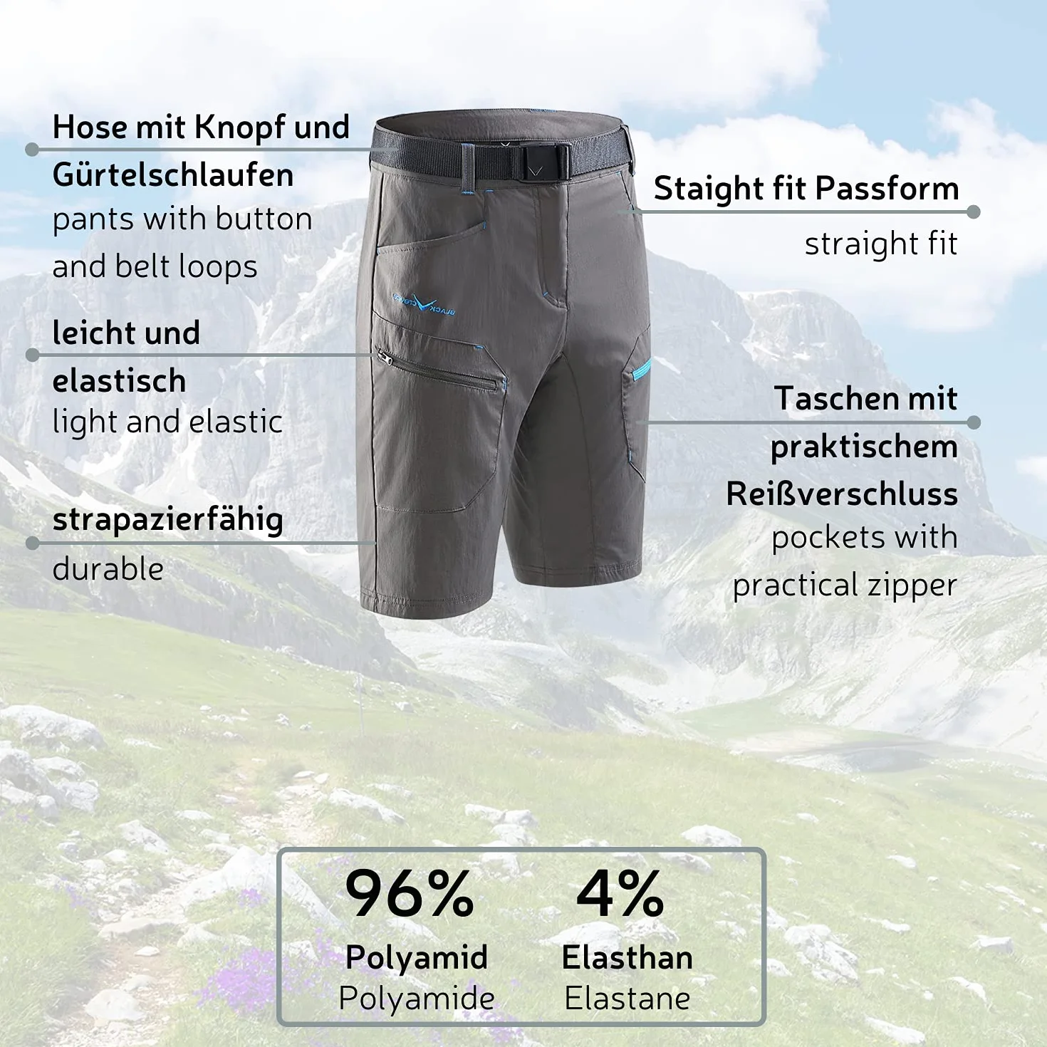 Black Crevice, Pantaloncini da Trekking, da Uomo