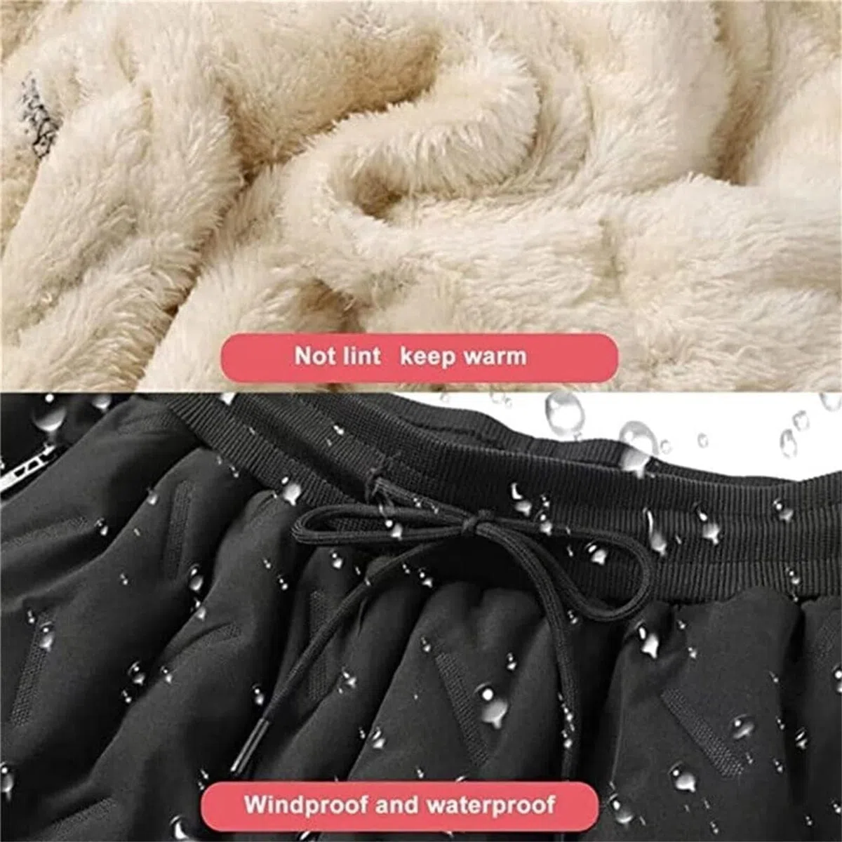 Pantaloni Impermeabili Foderati in Pile, Pantaloni da Tuta Caldi Invernali, Pantaloni Termici Invernali Impermeabili A Vita Alta