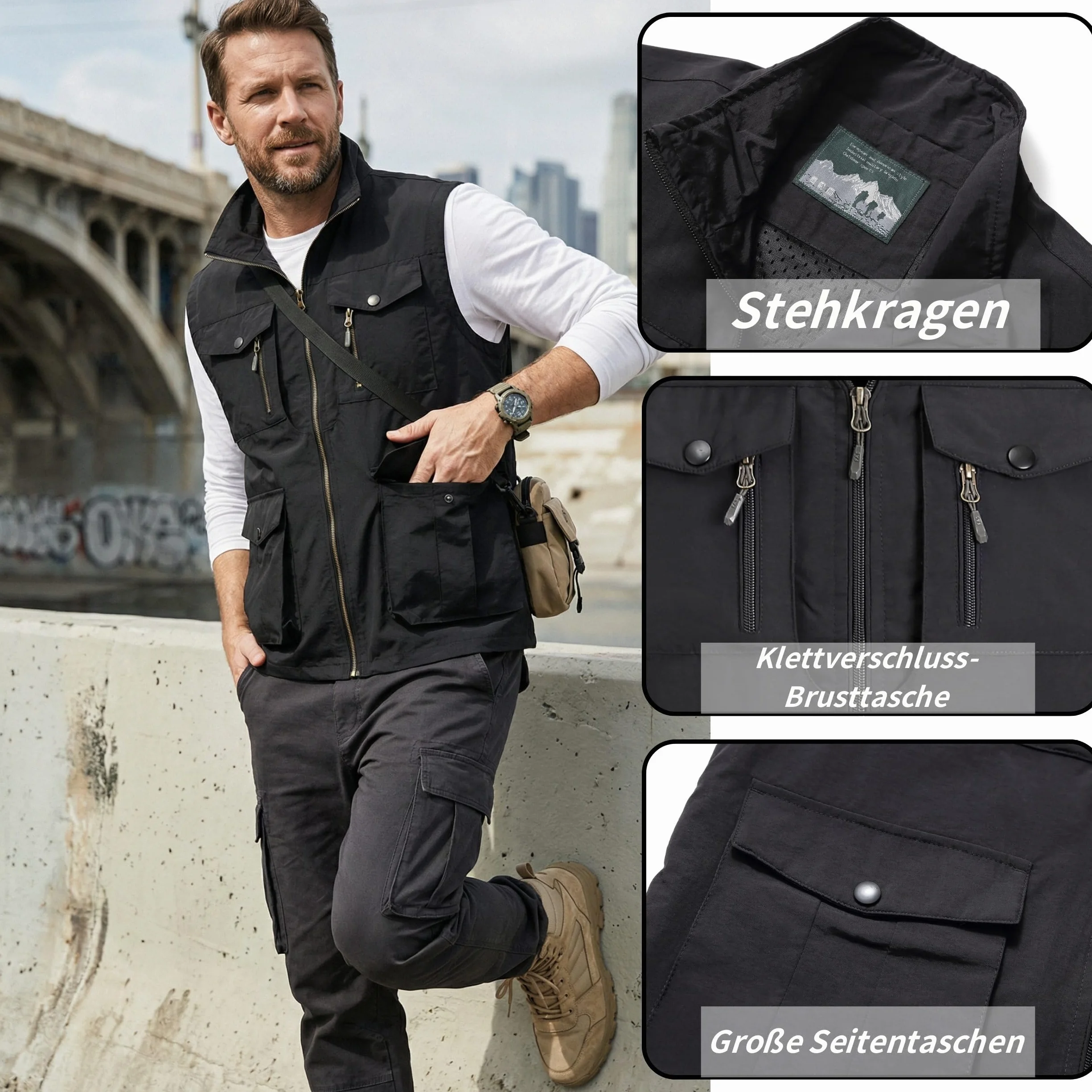 Gilet da Pesca Uomo Senza Maniche Multi-Tasche All'aperto Leggero Traspirante Casual Giacca Asciugatura Rapida per Campeggio e Fotografia