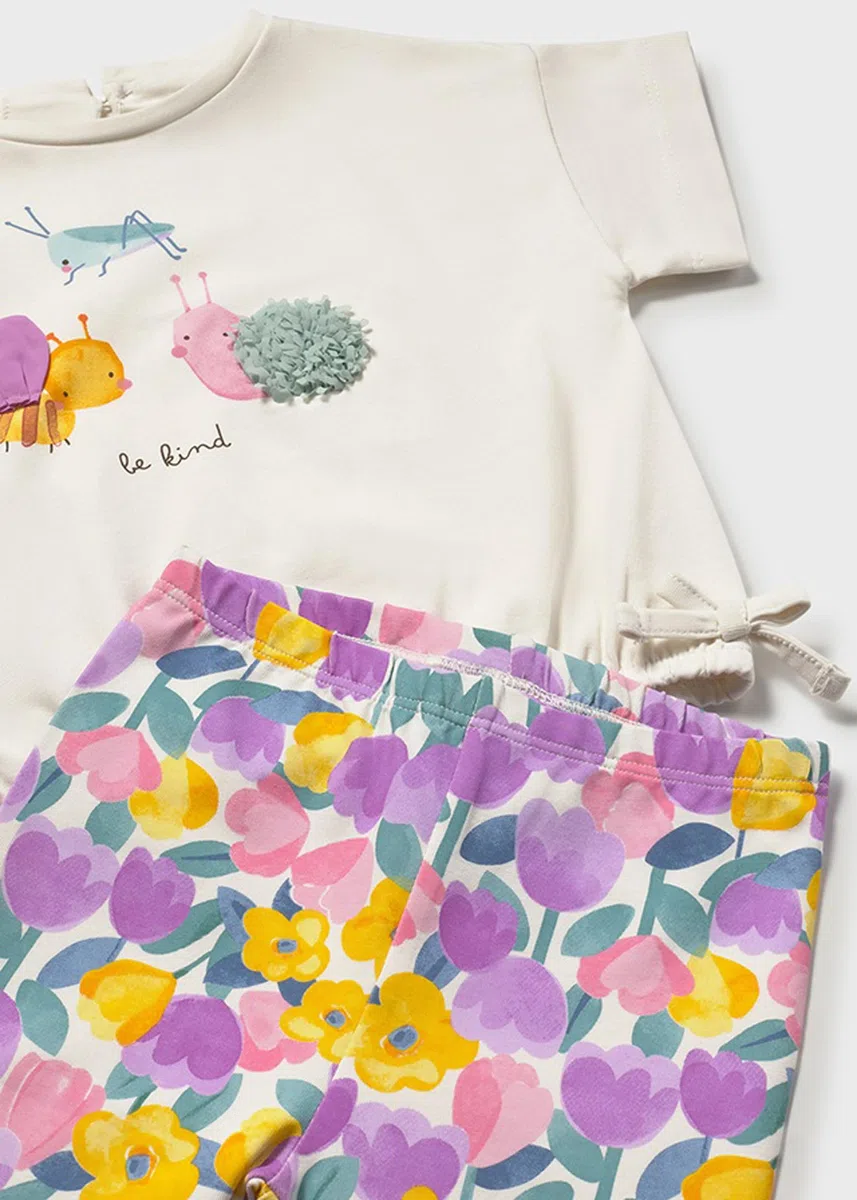Mayoral Comp.Leggings Stampato per Bimba Lilac