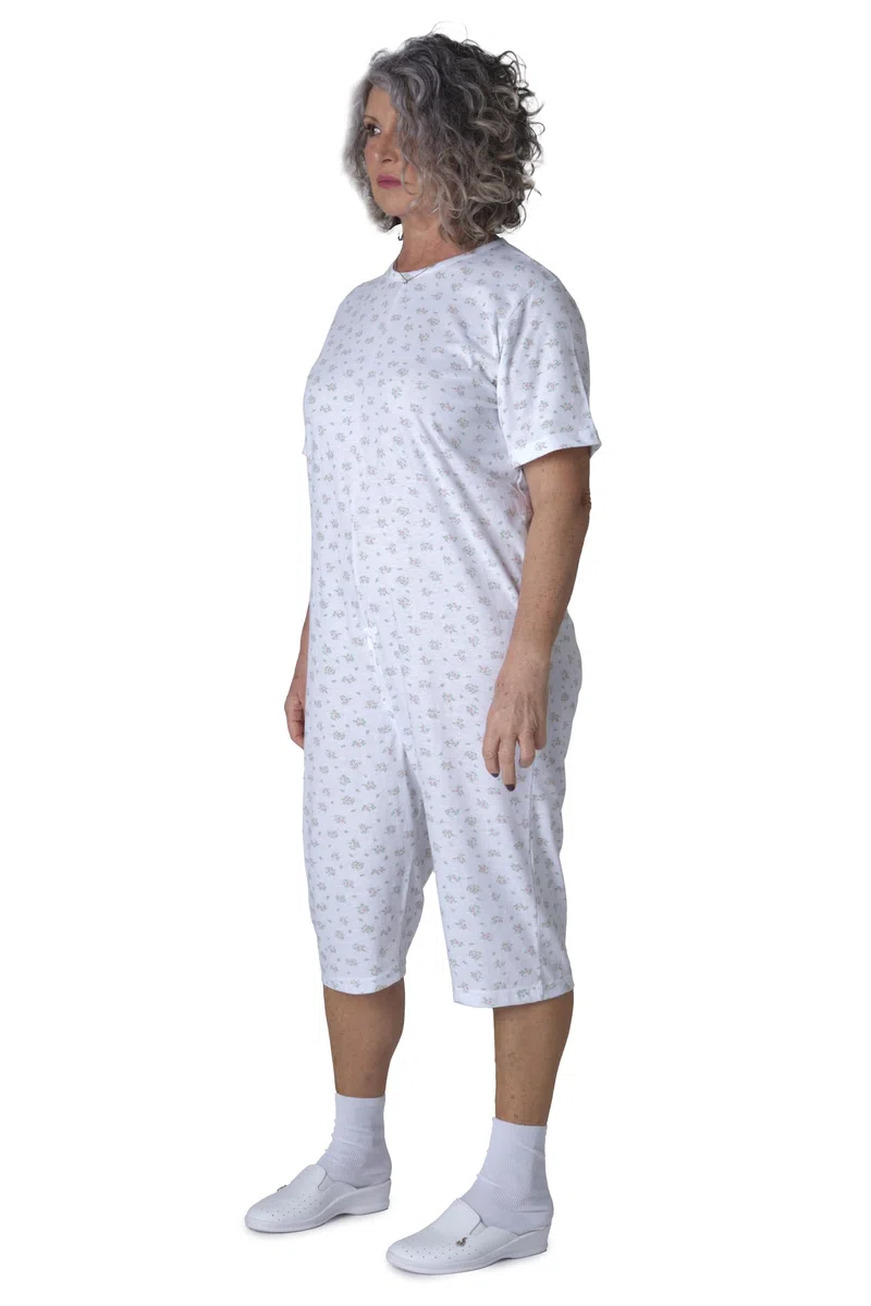 FERRUCCI COMFORT Pigiama Sanitario Girocollo Manica Corta Pantalone Corto - 9017 MC PC - per Anziani, Incontinenza, Alzheimer, Demenza, 100% Cotone Leggero