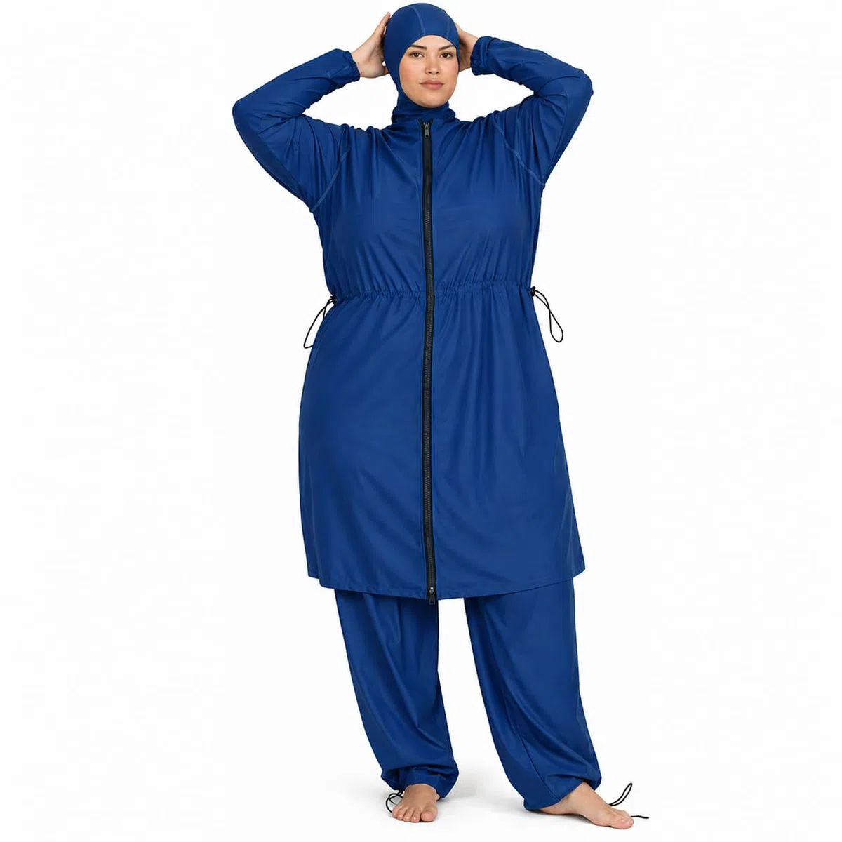 Burkini - Costume da bagno lungo con Hijab da bagno, taglia modesta, 4 pezzi, con cerniera