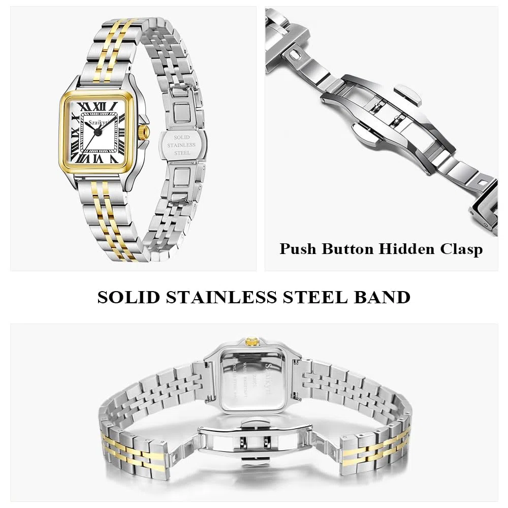 Szaikyri Quadrato Classico Orologio Donna con Numeri Romani Cronografo da Donna Casual
