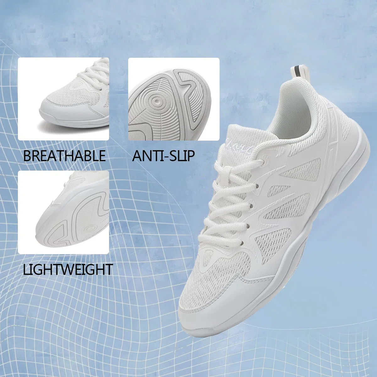 Scarpe da Cheerleading Luce Scarpe da Cheer Bianche Antiscivolo Cheerleader Sneaker Scuola Fitness Jazz Ginnastica Varsity da Allenamento