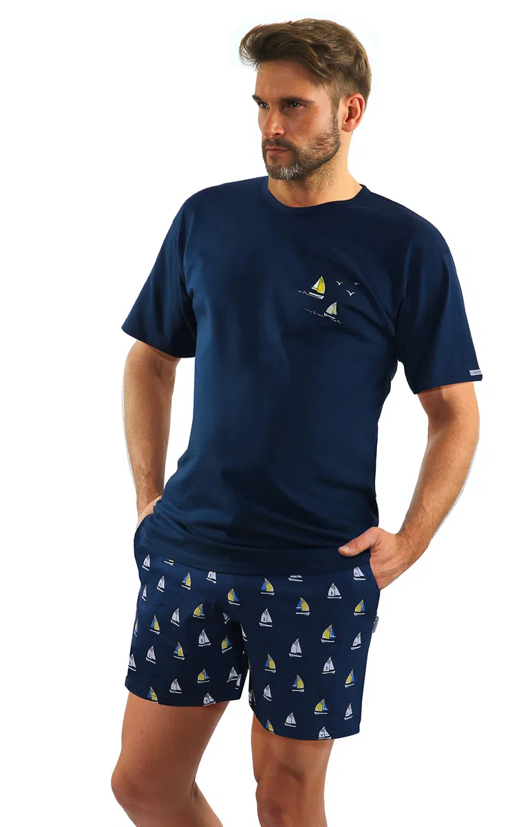 sesto senso Pajamas Uomo Corto Cotone Tshirt Pantalonici Set Manich Corte Estate
