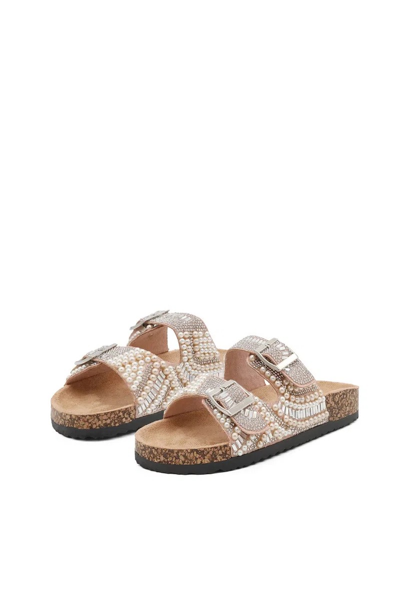 QUEEN HELENA Ciabatte con Doppia Fibbia con Strass Estive Donna R231