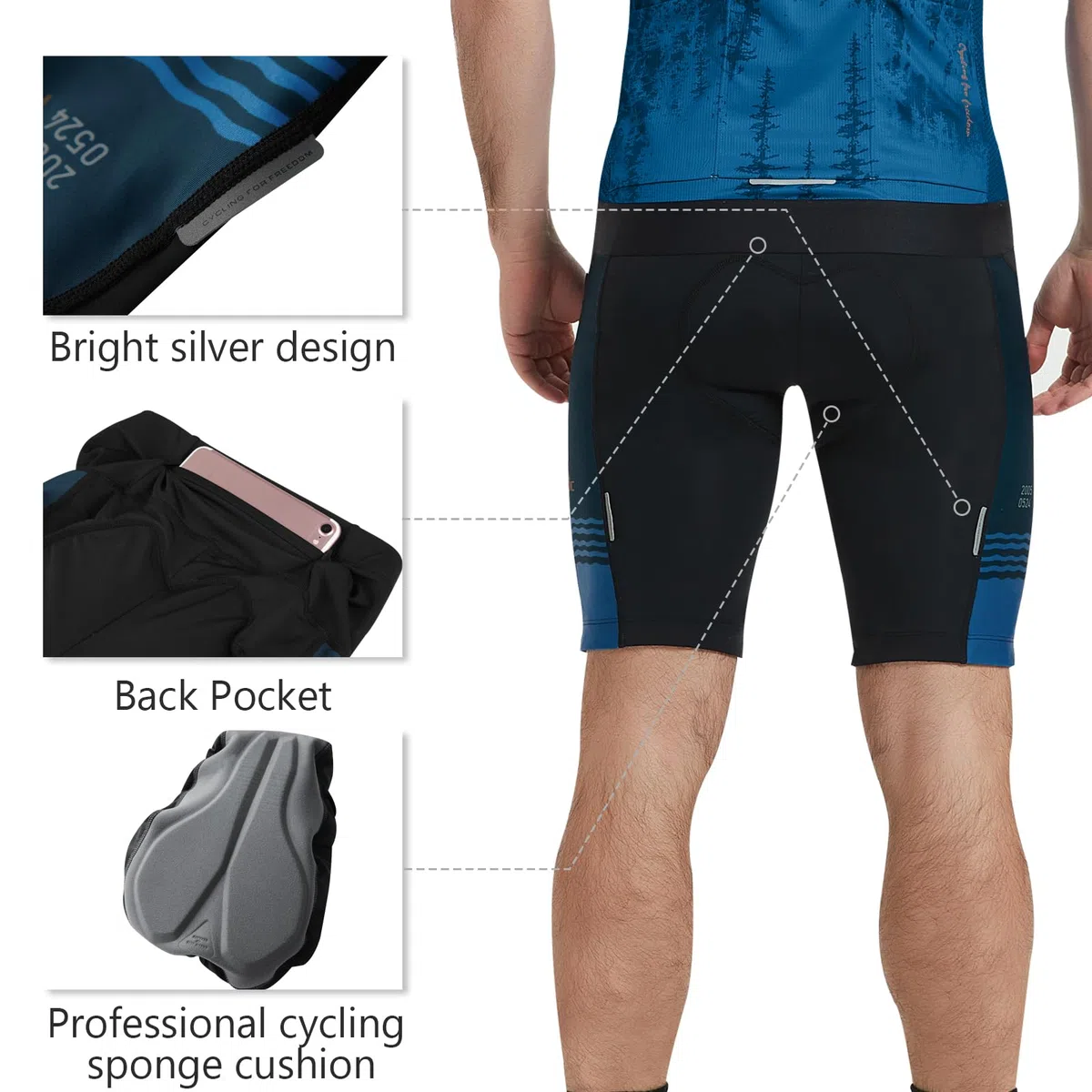 Santic Pantaloni Ciclismo Uomo Imbottiti Bicicletta Pantaloncini
