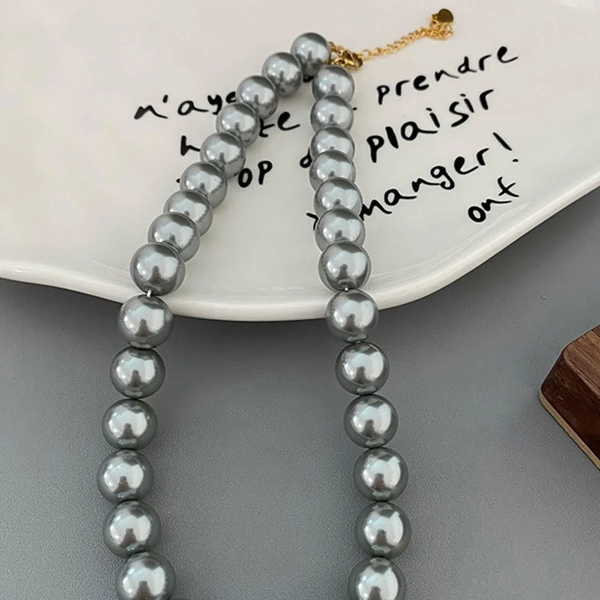 Collana Donna Lunga Perle, Collane Donna Lunghe Bianco/Grigio Placcato in Oro per Compleanno