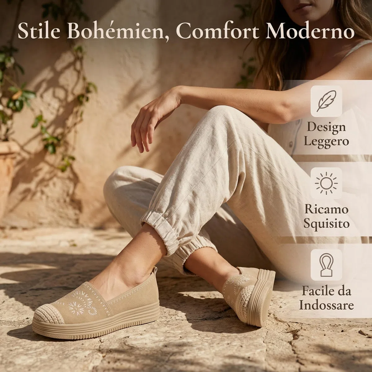 GLAMORA Mocassini Donna Espadrillas Ballerine Slip On Senza Lacci Leggeri Traspiranti Punta Rinforzata Ricamo Elastico Suola Antiscivolo Scarpe Basse Comode Estate