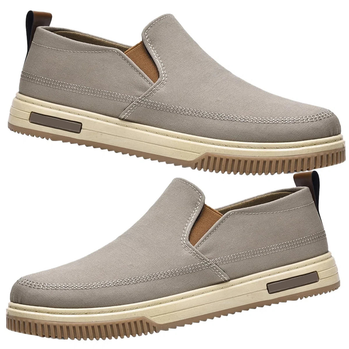 AEHO Scarpe per Diabetici Uomo sanitarie comode Slip on Pianta Larga Sneaker Casual Senza Lacci Sneakers,Marrone,42 EU