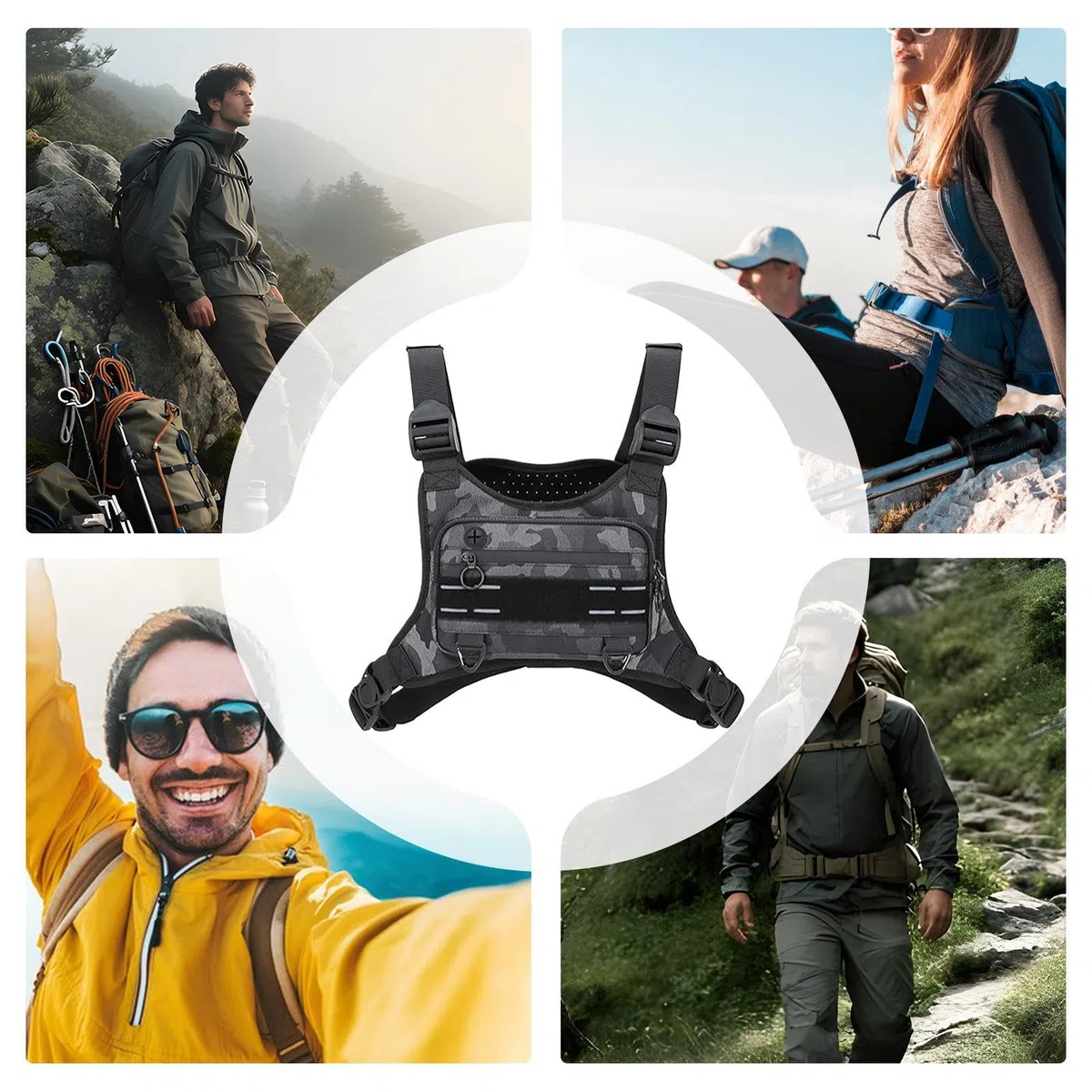 Generico da corsa per uomo - Borsa da corsa leggera da 14 cm*24 cm, sul petto, impermeabile regolabile per gilet | borsa pettorale per zaino in spalla, viaggi, escursionismo all'aper
