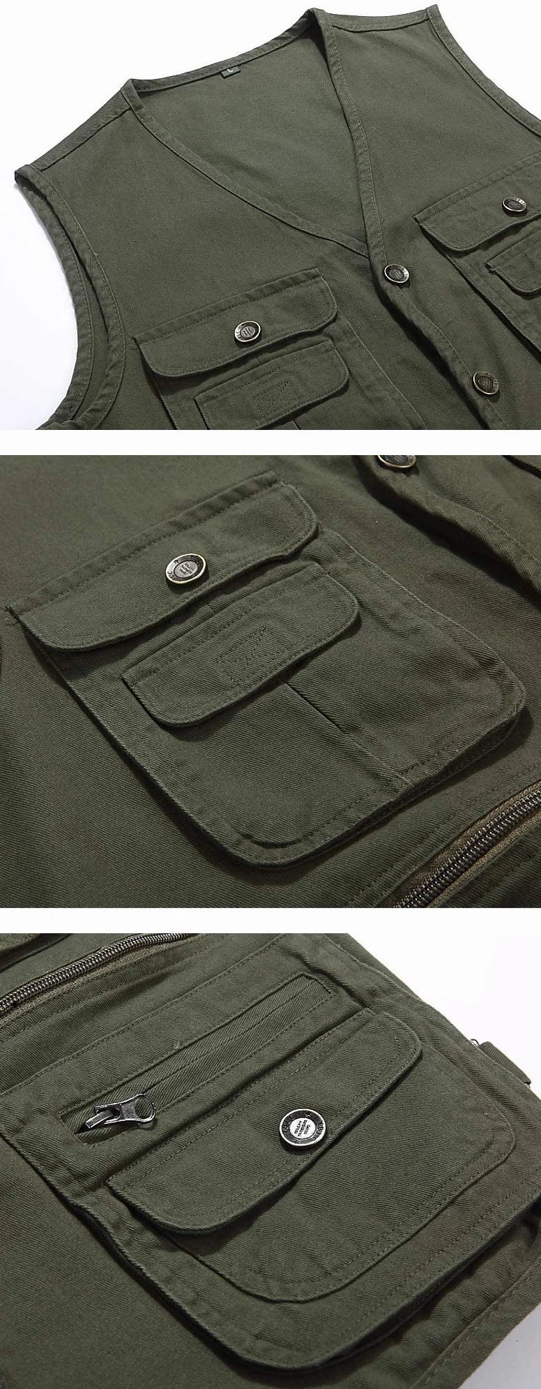 Giubbotto da Pesca da Uomo con Multi-Tasche All'aperto Panciotto di Cotone Gilet Leggero Traspirante Casual Giacca Senza Maniche per la Fotografia Campeggio Escursionismo