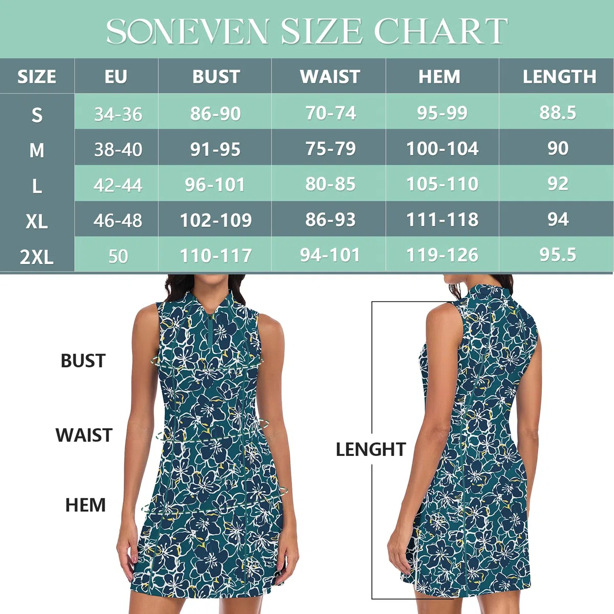 Soneven Vestito sportivo da donna, estivo, per il tempo libero, corto, senza maniche, da tennis, con cerniera 1/4 e tasche per golf, tutti i giorni, casual