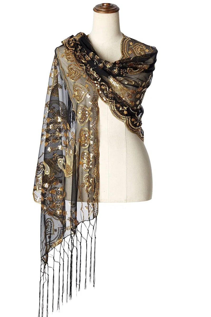 BABEYOND Scialle Con Paillettes Anni '20 Scialle di pashmina Donna