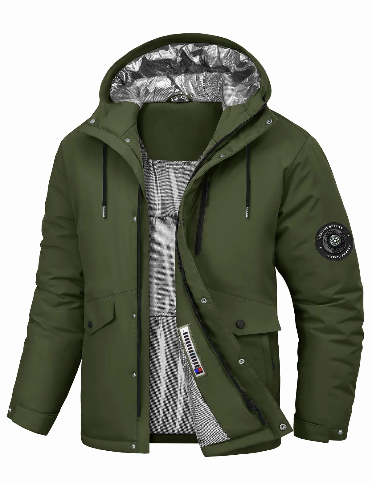 Voqeen Uomo Giacca Sci Invernale Impermeabile Giacche con Cappuccio Staccabile Termica Antivento Cappotto Sportiva Calda con Multi-Tasche