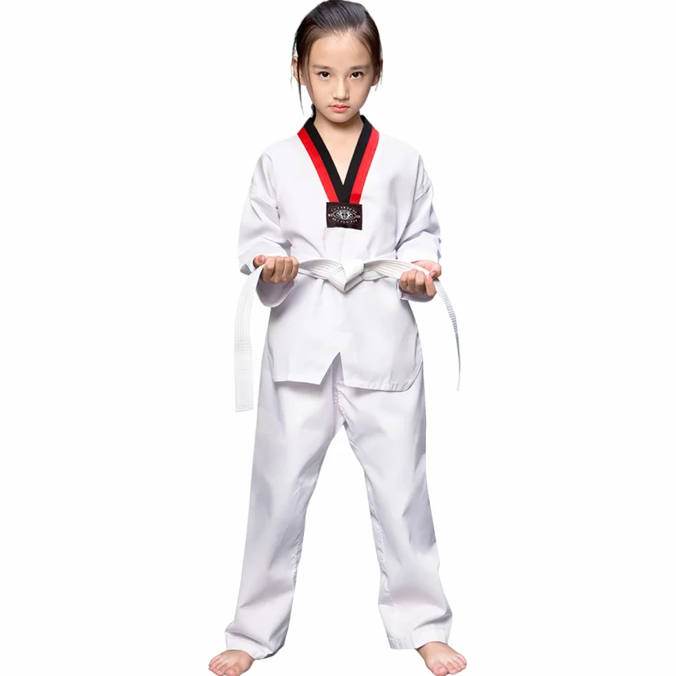Tuta Taekwondo Bambino Uniforme Professionale per Arti Marziali Karate Costumi Taekwondo Bambina con Cintura